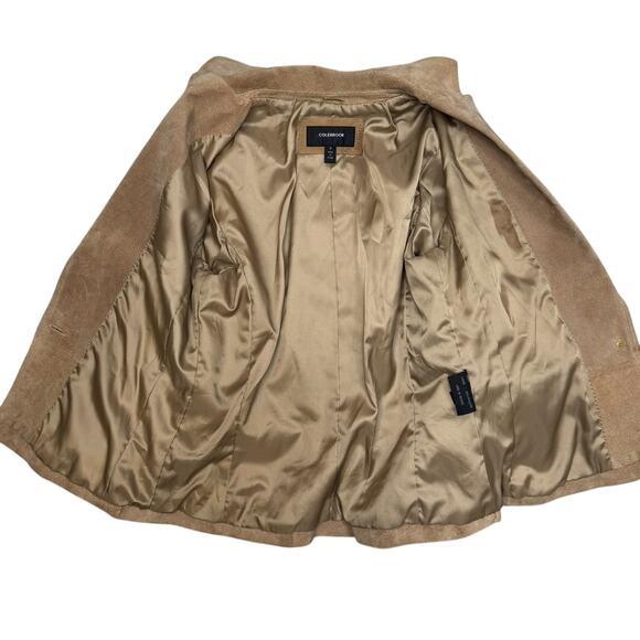 Colebrook Classics Genuine Leather Suede Camel Tan Collared Jacket Size Small - Picture 13 of 16